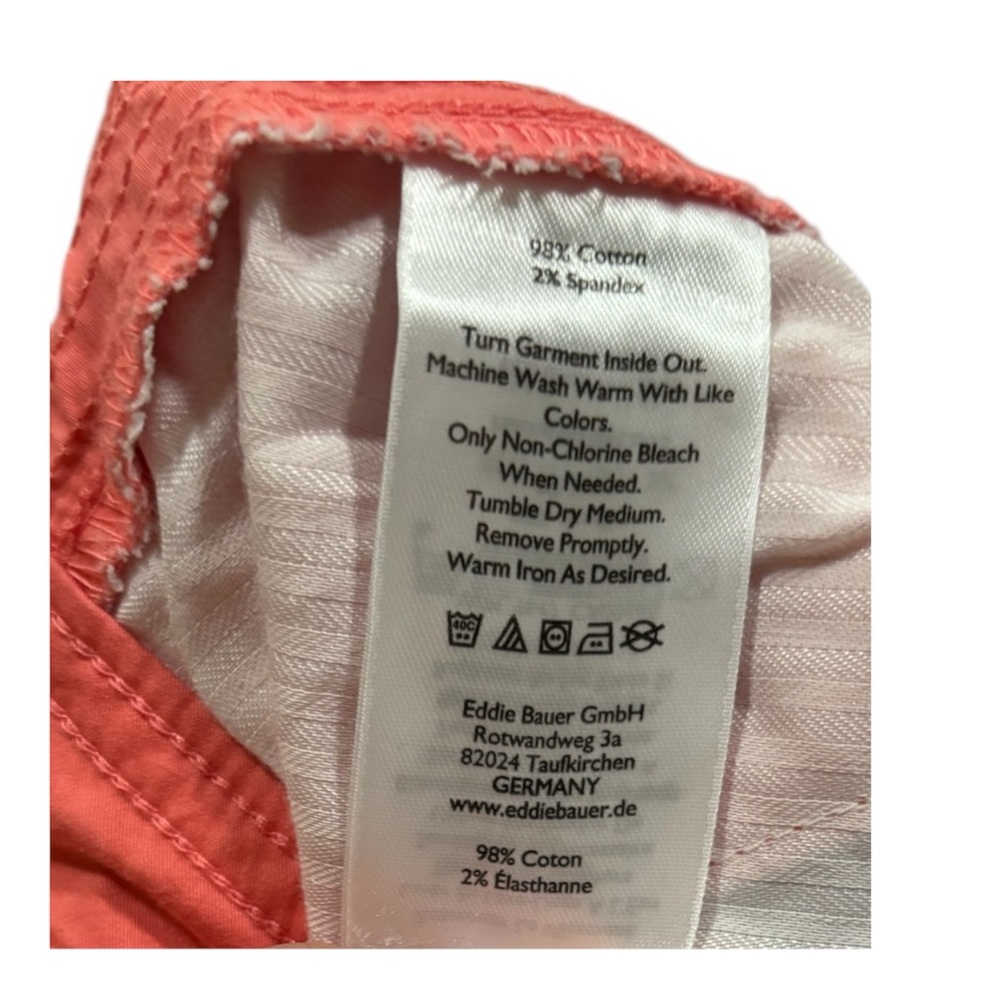 Women’s Eddie Bauer Cotton Blend Coral Orange Chino Shorts 5” Inseam Size 12 - Picture 3 of 5